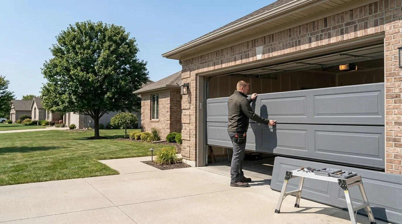 Sectional steel garage door